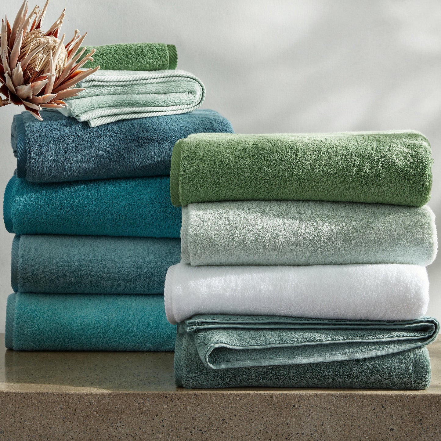 Matouk Milagro Bath Towels and Mats - Hazy Blue
