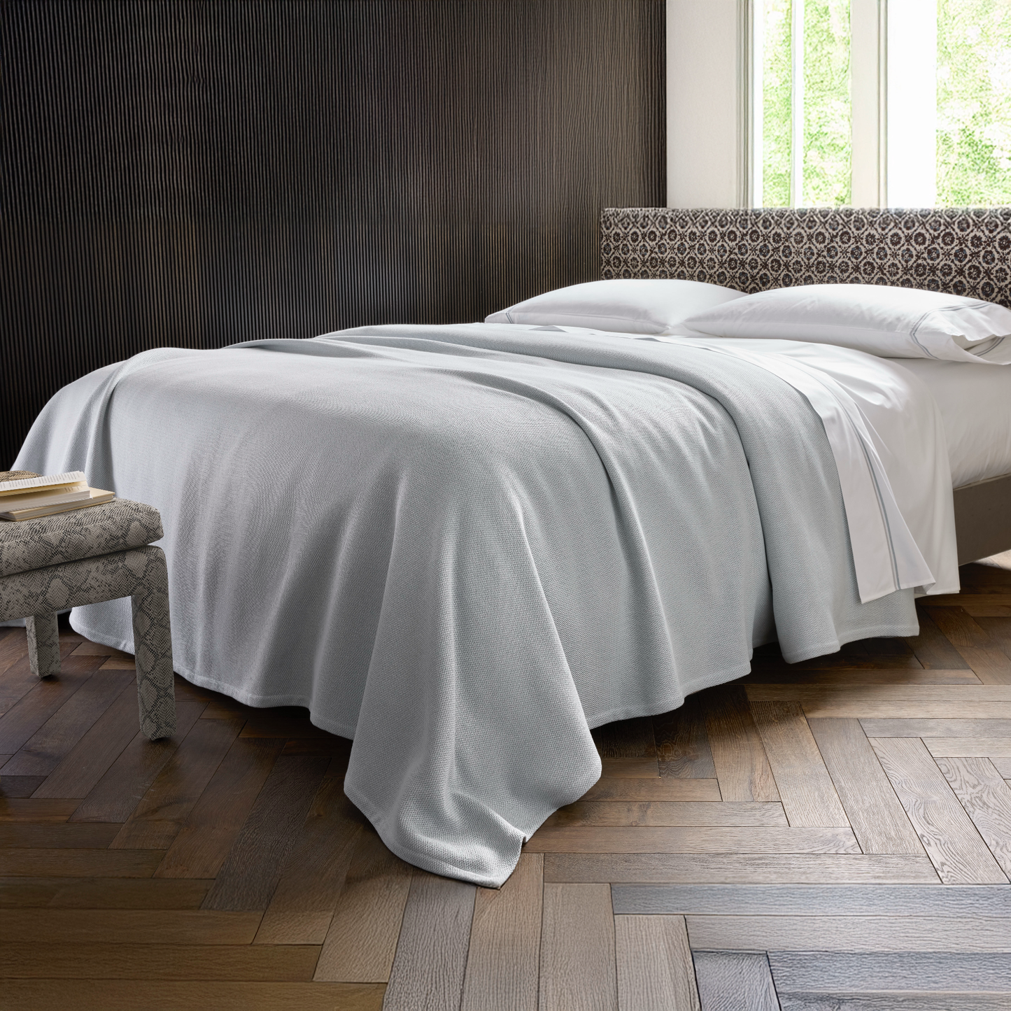 Matouk Costa Mesa Blanket - Charcoal