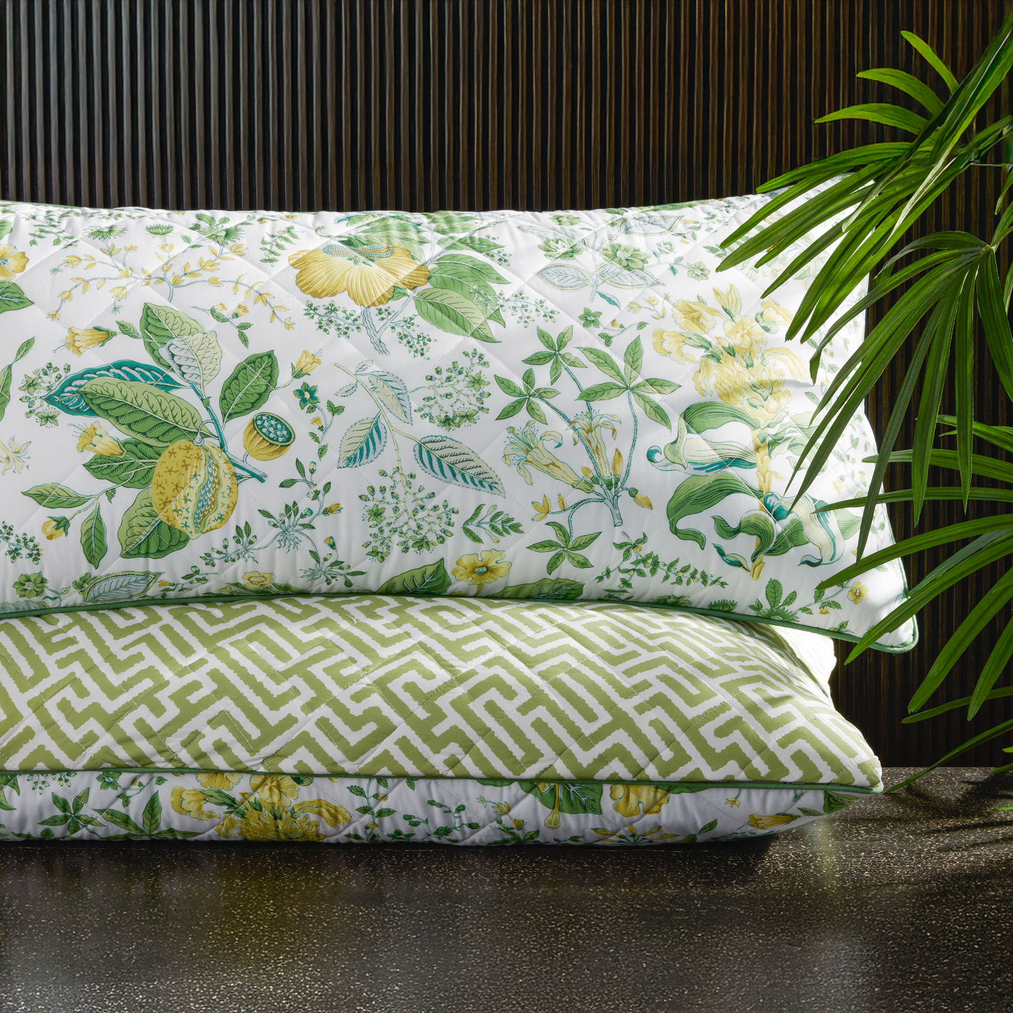 Matouk Schumacher Reversible Pillow Collection - Pomegranate Citrus/Gabriel Grass