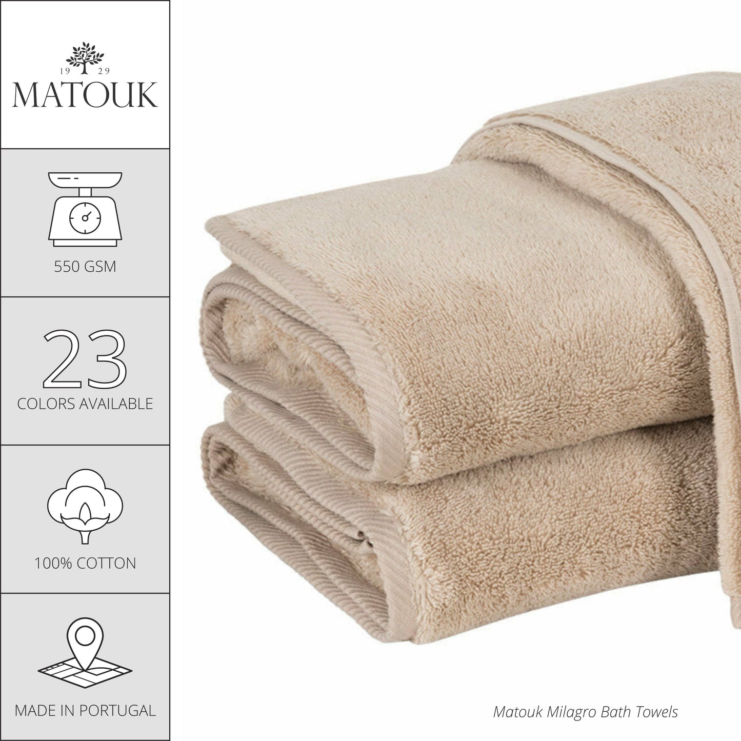 Matouk Milagro Bath Towels and Mats - Butter