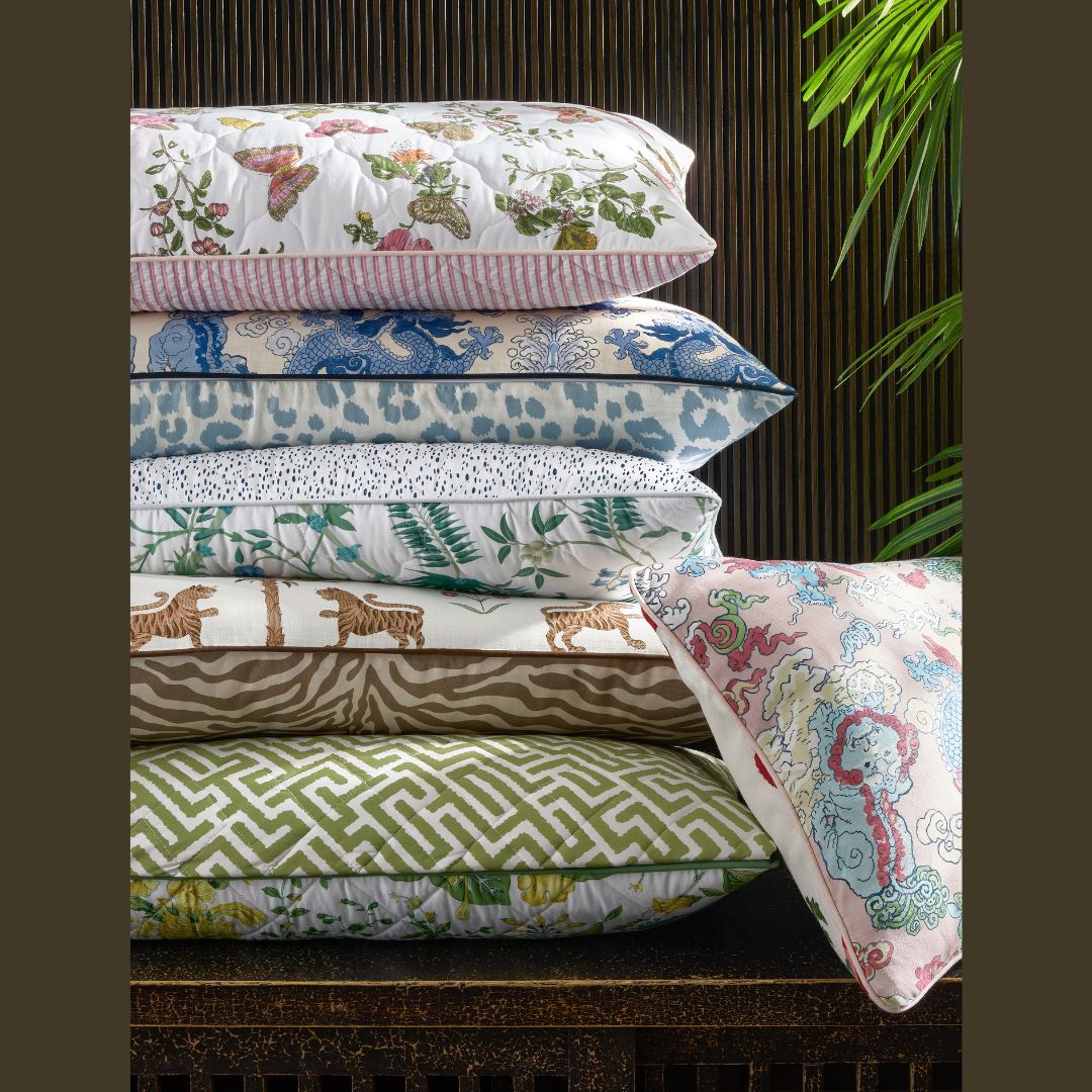 Matouk Schumacher Reversible Pillow Collection - Pomegranate Citrus/Gabriel Grass