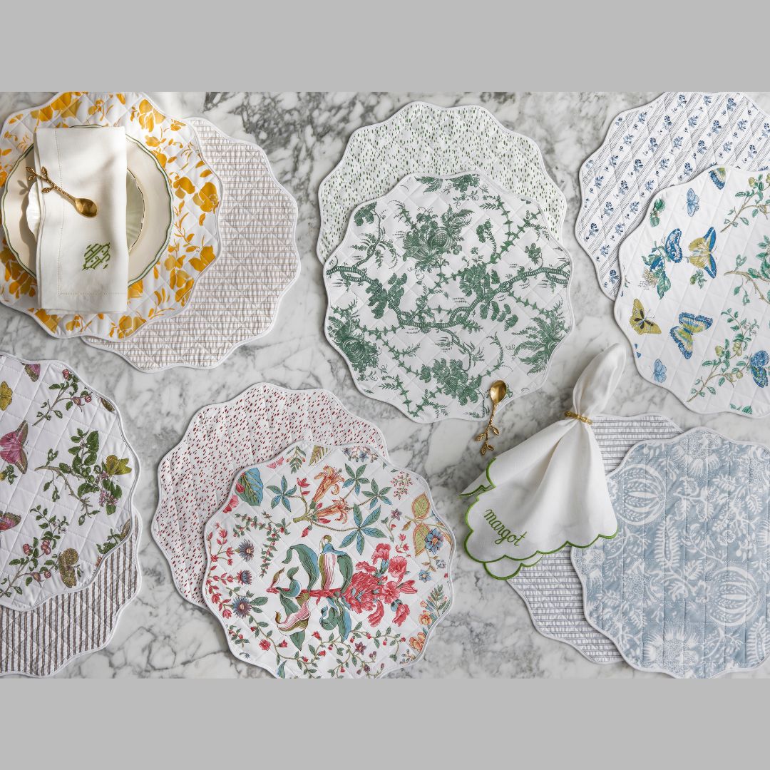 Matouk Reversible Placemat Collection - Pomegranate Pink Coral/Celine Redberry