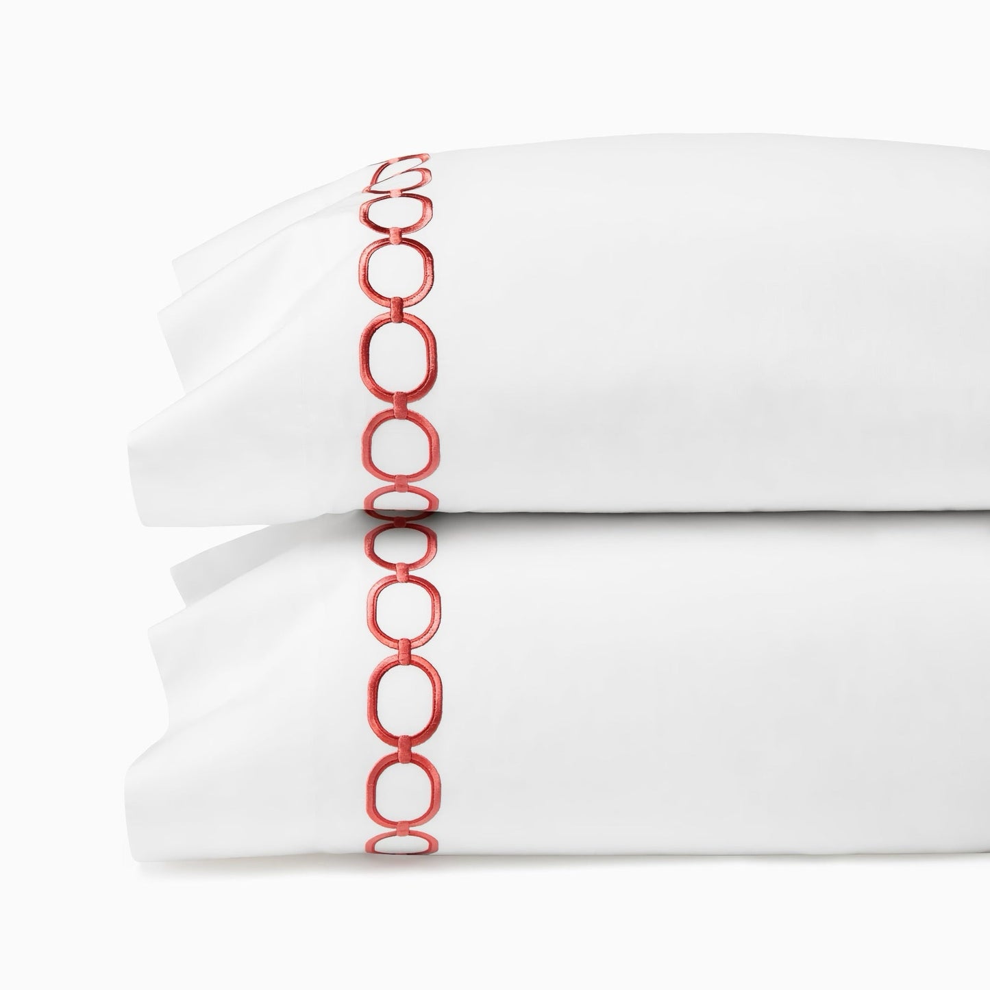 Sferra Catena Bedding - White/Persimmon