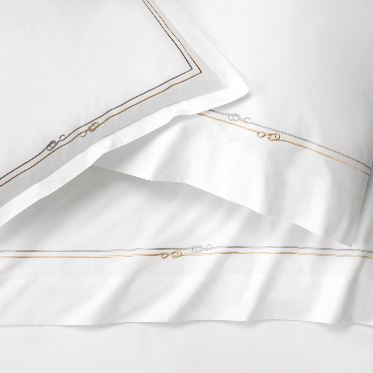 Sferra Squillo Twin XL Bedding - White/Platinum