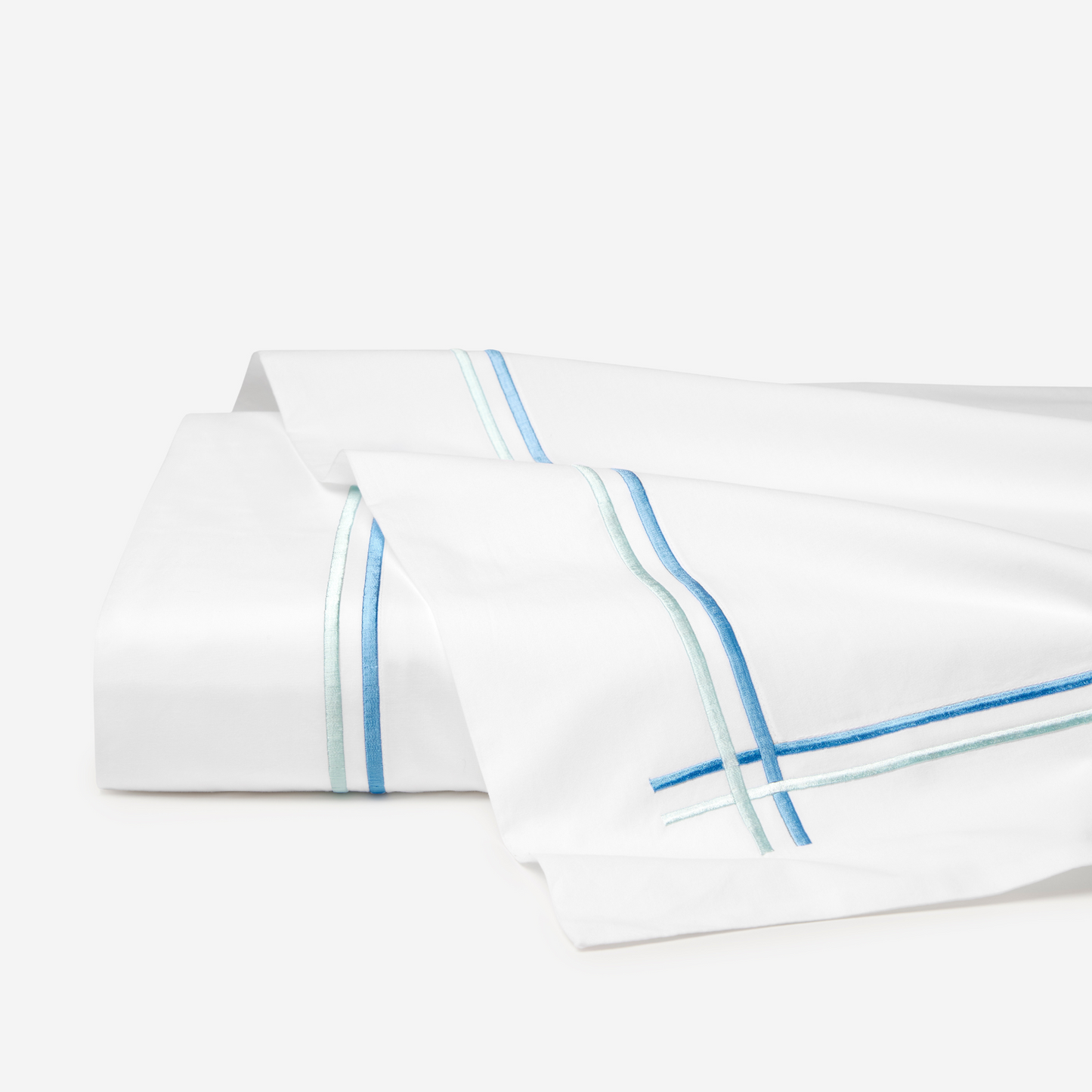 Sferra Tratto Twin XL Bedding - White/Clearwater
