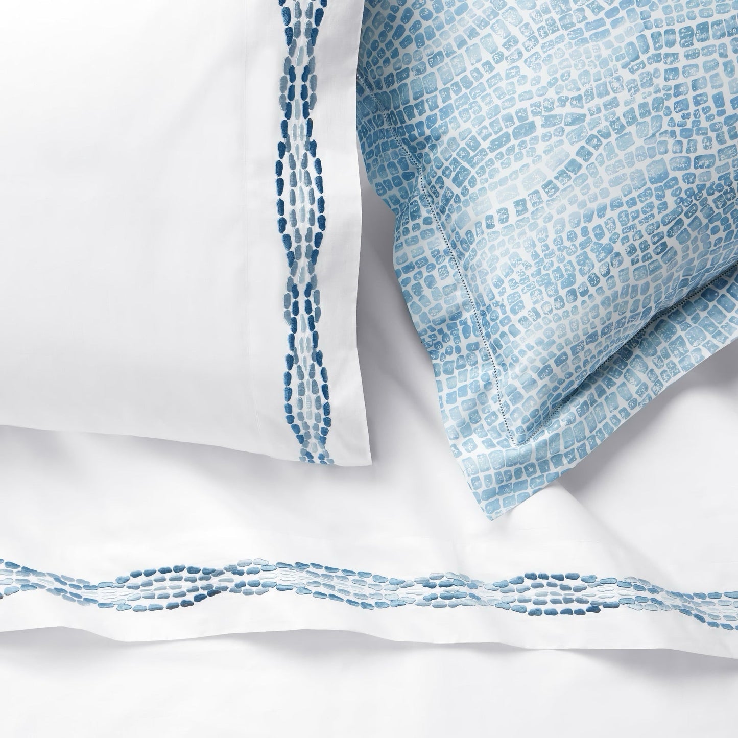 Sferra X Scalamandre Cobblestones Duvet Cover and Shams - Sea