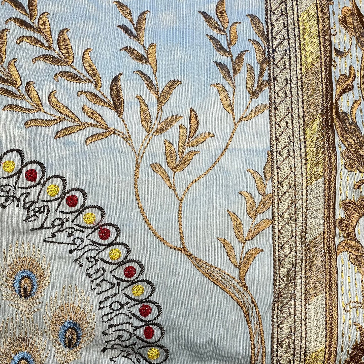 The Met x Ann Gish Divani Peacock Decorative Pillow - Aqua/Gold