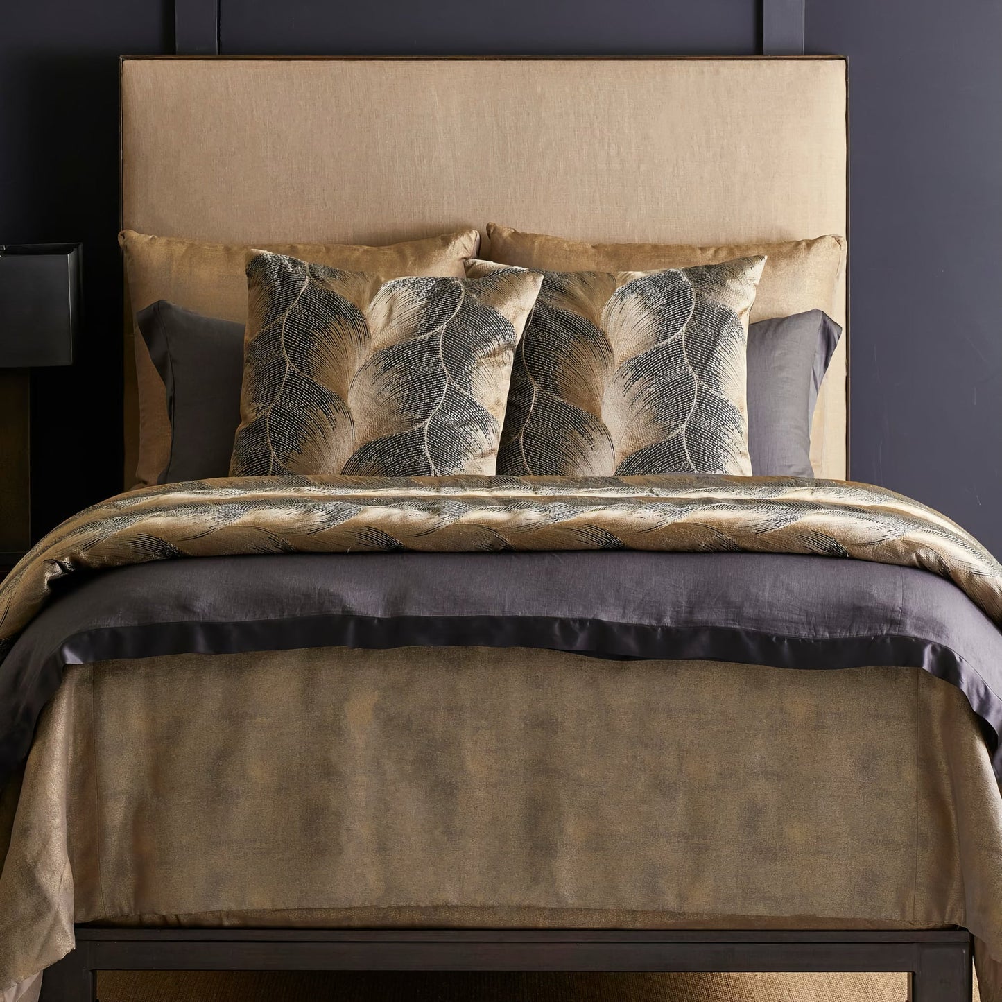 The Met x Ann Gish Fan Duvet Cover and Decorative Pillow - Umber/Gold