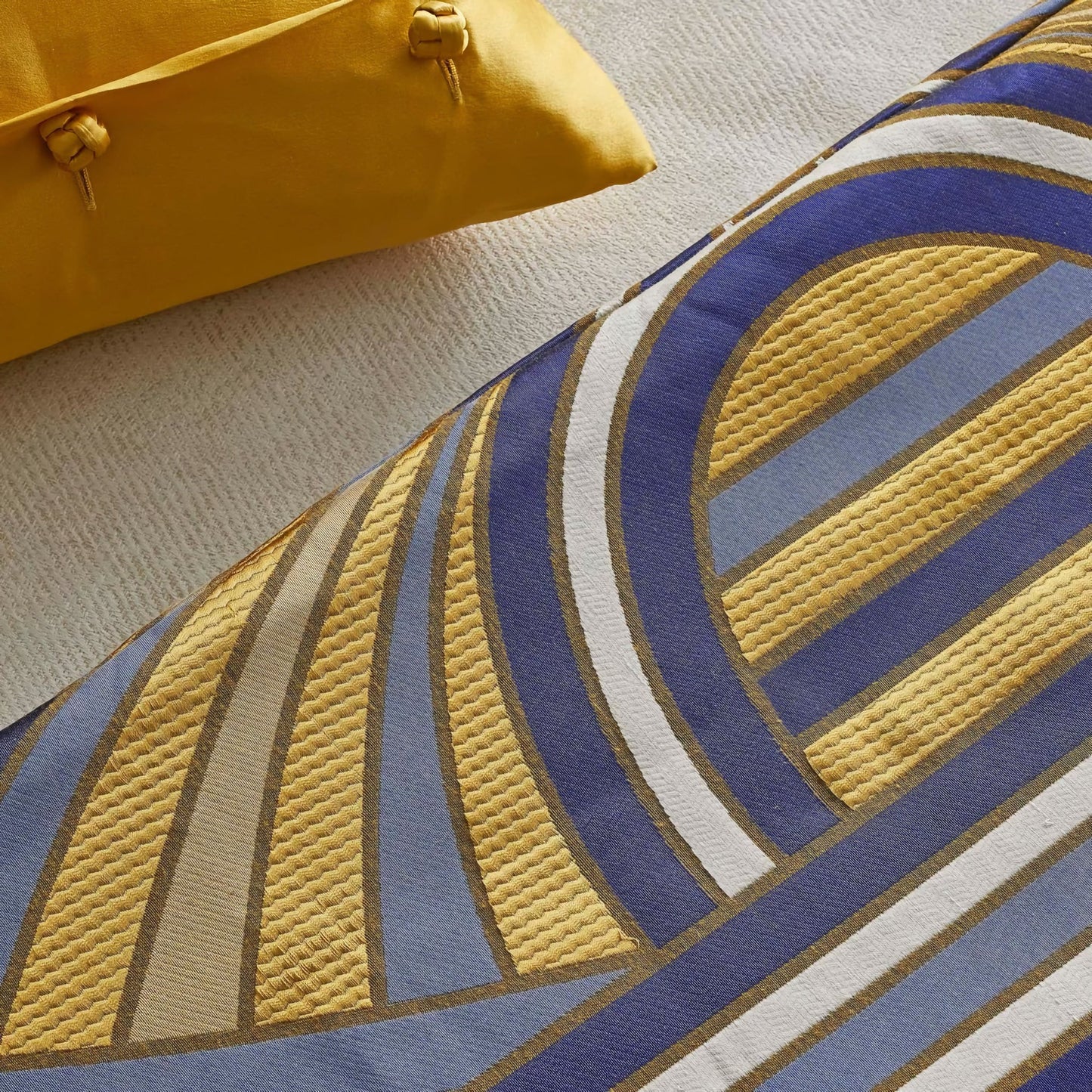 The Met x Ann Gish Lever du Soleil Throw and Decorative Pillow - Blues