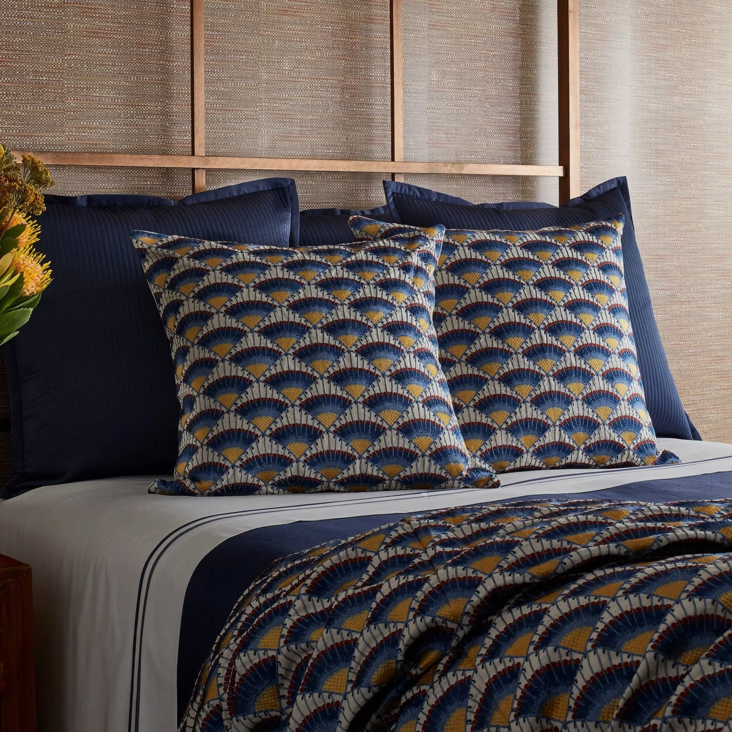 The Met x Ann Gish Maiolica Duvet Cover and Decorative Pillow - Blues