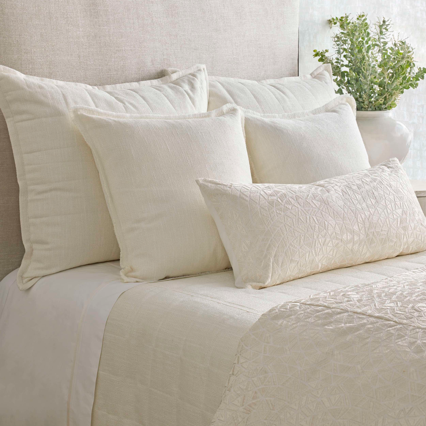 The Met x Ann Gish Ornament Duvet Cover and Decorative Pillow - Bone/Bone