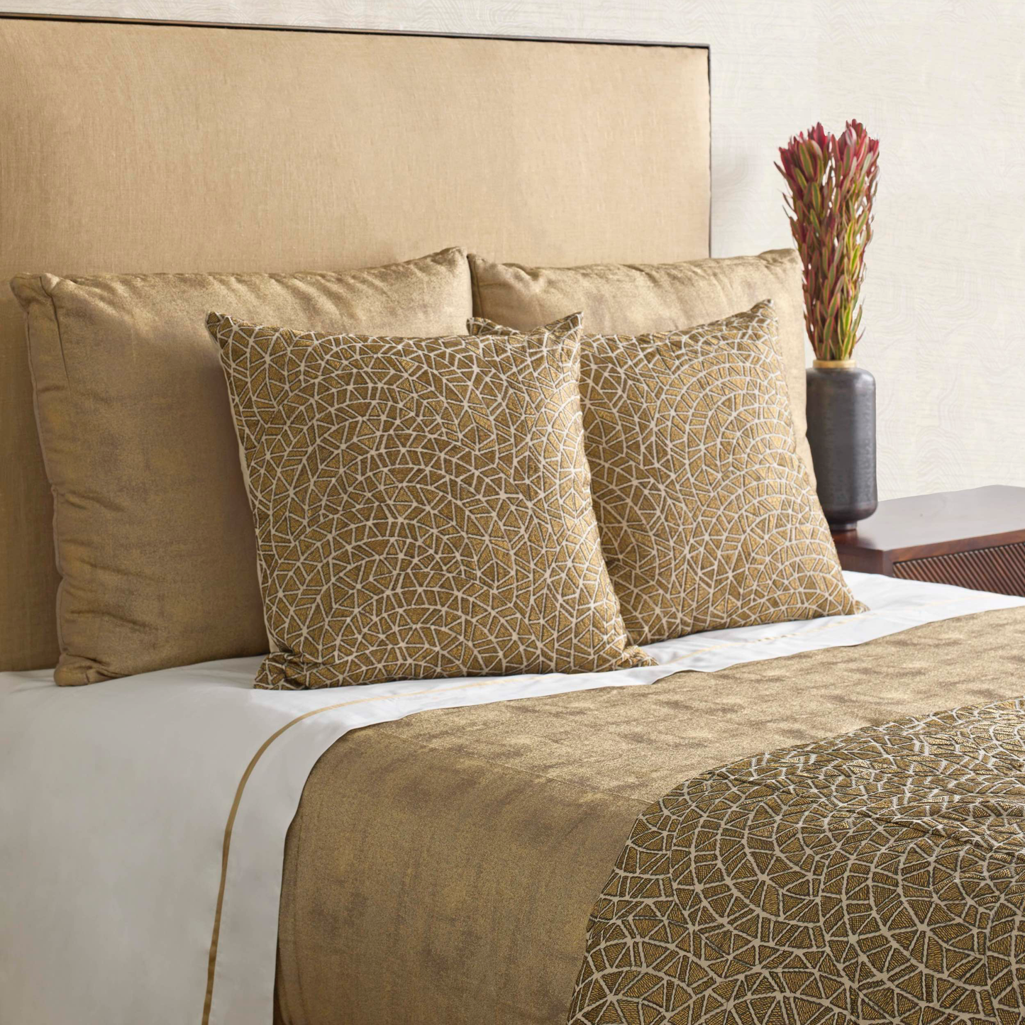 The Met x Ann Gish Ornament Duvet Cover and Decorative Pillow - Gold/Charcoal