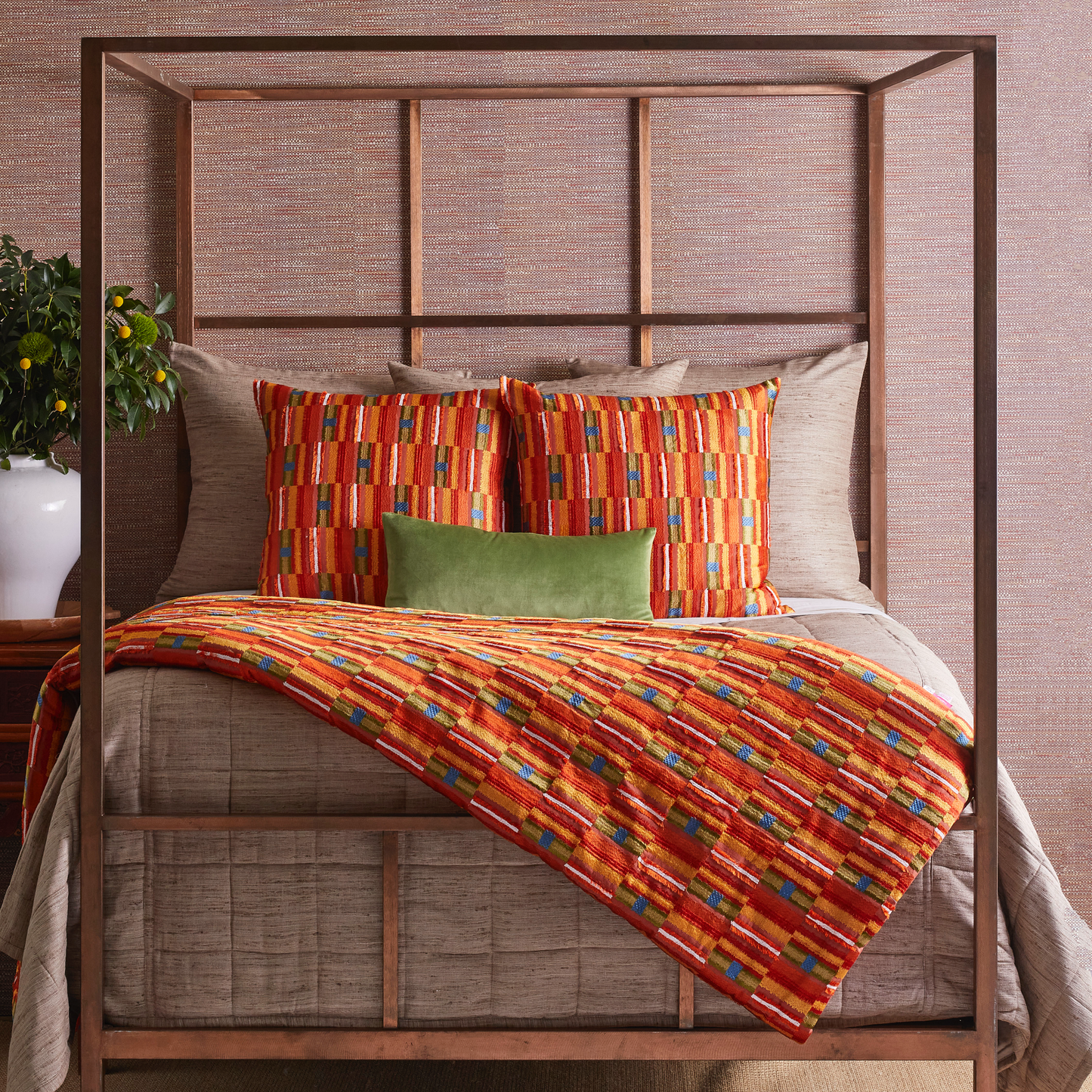 The Met x Ann Gish Pluma Duvet Cover and Decorative Pillow - Multi