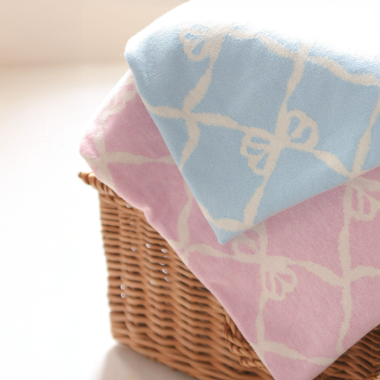 Alashan Ellis Bow Knit Baby Blanket - Bermuda Pink