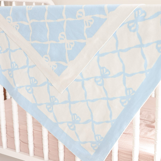 Alashan Ellis Bow Knit Baby Blanket - Dream Blue
