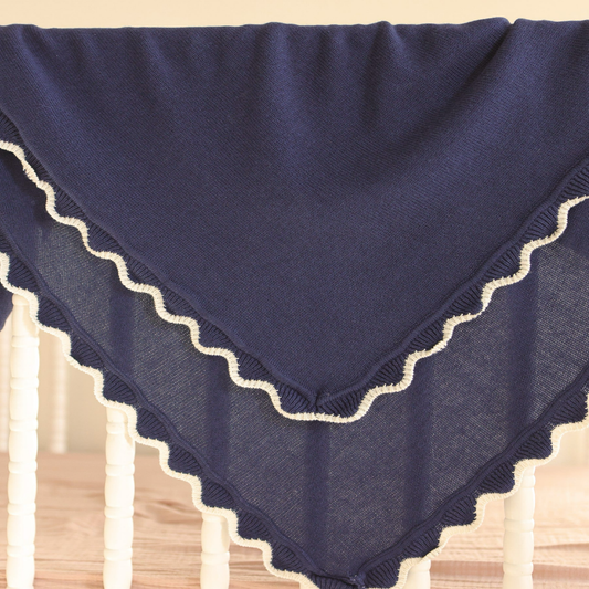 Alashan Finley Scallop Knit Baby Blanket - Midnight