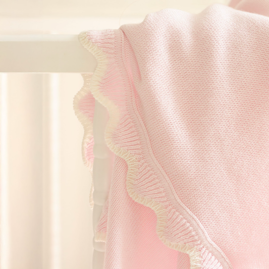 Alashan Finley Scallop Knit Baby Blanket - Pink Sugar