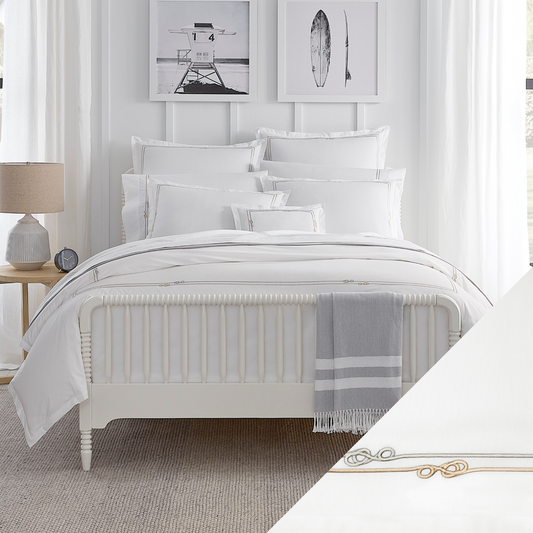 Sferra Squillo Twin XL Bedding - White/Platinum