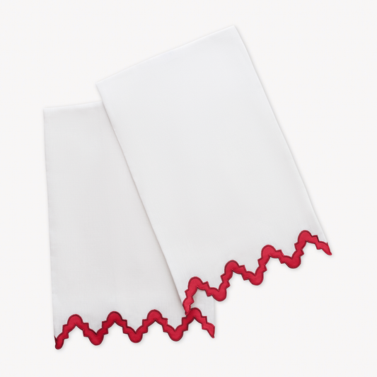 Matouk Aziza Guest Towels - Scarlet