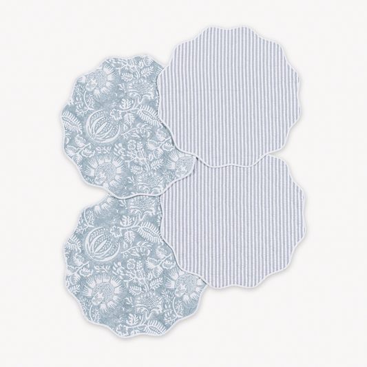 Matouk Reversible Placemat Collection - Granada Hazy Blue/Matteo Sea