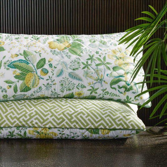 Matouk Schumacher Reversible Pillow Collection - Pomegranate Citrus/Gabriel Grass