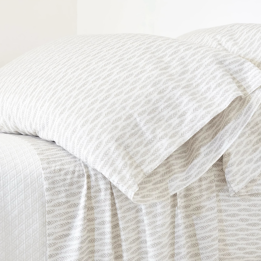 Pine Cone Hill Feather Ogee Twin XL Sheet Set - Dove Grey
