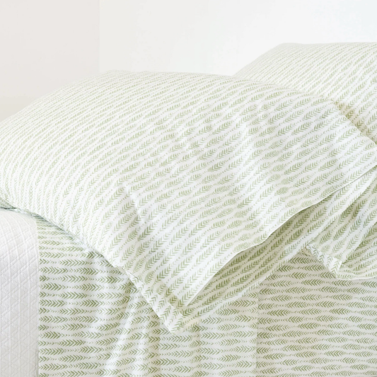 Pine Cone Hill Feather Ogee Twin XL Sheet Set - Sage