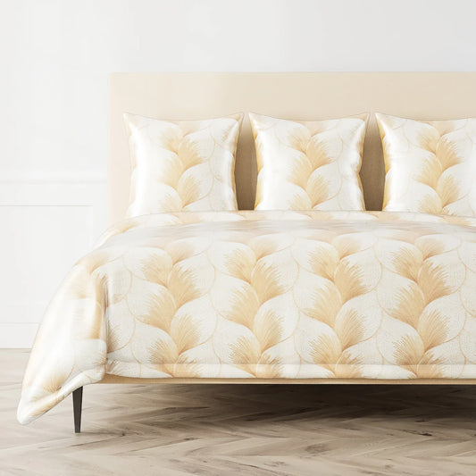 The Met x Ann Gish Fan Duvet Cover and Decorative Pillow - White/Gold