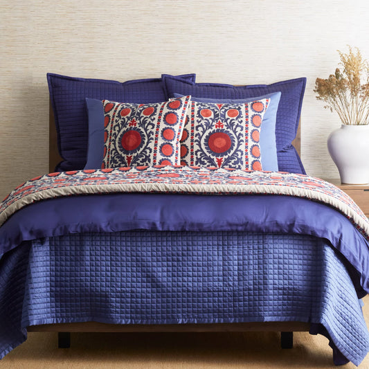 The Met x Ann Gish Suzani Throw and Decorative Pillow - Indigo